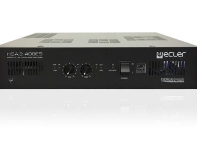 Ecler-HSA2-400ES-100V-high-impedance-Energy-Star-profesional-power-amplifier-front-2019